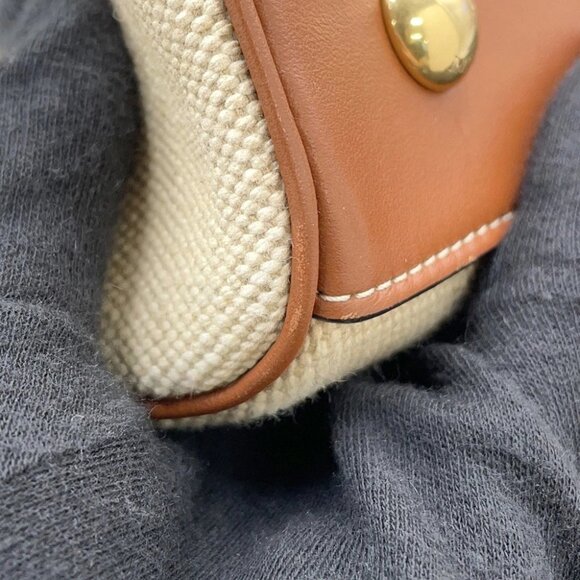 CELINE Medium Cabas16(Saise) Tote Bag Canvas/Leather Natural/Ta - Picture 6 of 16